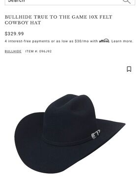 Bullhide 10X Felt Cowboy Hat - Black